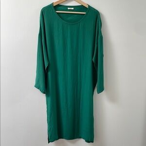 NAÏF NAIF Montreal green emerald midi shirt slip dress MEDIUM longsleeve